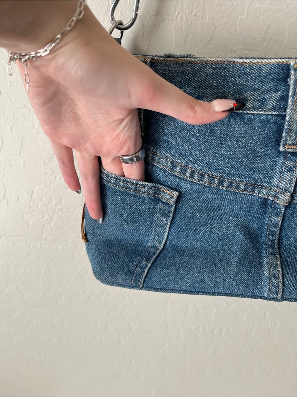Handmade Wrangler Fringe Western Denim Shoulder Bag Purse - Picture 3 of 8